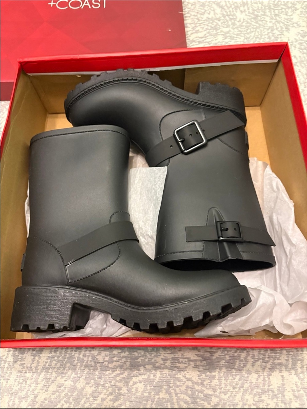 Ocean + Coast Women’s Mid Calf black Livy Rain Boot Size 6 Belk NEW